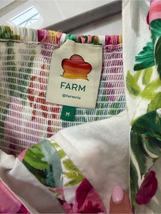 FARM Rio Pants - FARM Rio White Floral Jumpsuit with Green and Pink Accents worn once